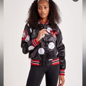 Members Only Black and Red Graphic Bomber Jacket